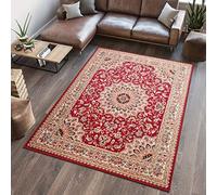 TAPISO Atlas Alfombra Suave de Pelo Corto Resistente Diseño Tradicional Clásico Vintage Beige Rojo Alfombra de Salón Habitación Dormitorio Oeko-Tex 200 x 300 cm