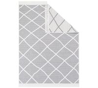 TAPISO Azteca Alfombra Reversible con Borlas Lavable Algodón Sin Pelo Moderna Gris Blanco Alfombra de Pasillo Salón Dormitorio Habitación Infantil Oeko-Tex 120 x 170 cm