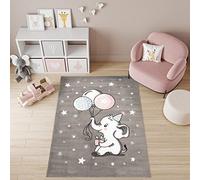 TAPISO Baby Alfombra de Habitación Infantil Bebé Juvenil Alfombra para Niños Alfombra de Juegos Diseño Moderno Gris Blanco Azul Rosa Elefante Suave Pelo Corto 180 x 250 cm