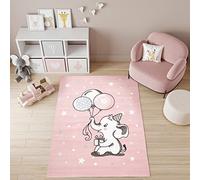 TAPISO Baby Alfombra de Habitación Infantil Bebé Juvenil Alfombra para Niños Alfombra de Juegos Diseño Moderno Rosa Blanco Gris Azul Elefante Suave Pelo Corto 120 x 170 cm