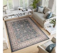 TAPISO Colorado Alfombra de Pelo Corto Resistente Diseño Tradicional Clásico Azul Oscuro Beige Alfombra Persa de Salón Dormitorio Habitación Oeko-Tex 180 x 250 cm