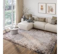 TAPISO Como Teppich Kurzflor Dunkelbraun Beige Creme Viereck Abstrakt Verwischt Moderner Design Meliert- pflegeleichter, robuster, weicher Teppich fürs Wohnzimmer Schlafzimmer ÖKO-Tex 230 x 240 cm