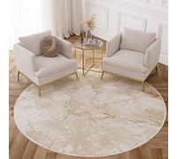 TAPISO Crystal Redonda Alfombra de Pelo Corto Brillante Suave Marrón Beige Diseño Moderno Abstracto Efecto 3D Alfombra de Salón Habitación Dormitorio Oeko-Tex 240 x 240 cm