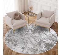 TAPISO Crystal Redonda Alfombra Pelo Corto Brillante Gris Claro Negro Efecto Mármol 3D Salón Dormitorio Diseño Moderno Oeko-Tex 160 x 160 cm
