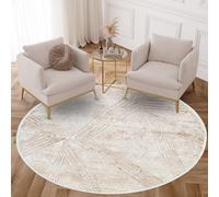 TAPISO Crystal Redonda Alfombra Salón Pelo Corto Crema Marrón Diseño Líneas Modernas Patrón Borroso Efecto 3D Brillante Dormitorio Pasillo Oeko-Tex 80 x 80 cm