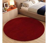 TAPISO Essence Alfombra Redonda Shaggy Pelo Largo Alfombra Moderna Color Rojo Monocolor Salón Dormitorio Adulto Niño Cama Escritorio Suave Super Suave Grueso Oeko-Tex 160 x 160 cm