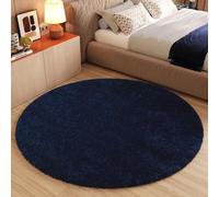 TAPISO Essence Alfombra Redonda Shaggy Pelo Largo Moderna Azul Marino Monocolor Alfombra Salón Dormitorio Adulto Niño Cama Escritorio Suave Super Suave Grueso Oeko-Tex 200 x 200 cm