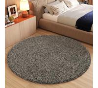 TAPISO Essence Alfombra Redonda Shaggy Pelo Largo Moderna Gris Marrón Topo Moteada Alfombra Salón Dormitorio Adulto Niño Cama Escritorio Suave Súper Suave Gruesa Oeko-Tex 100 x 100 cm