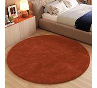 TAPISO Essence Alfombra Redonda Shaggy Pelo Largo Moderna Ladrillo Rojo Monocolor Alfombra Salón Dormitorio Adulto Niño Cama Escritorio Suave Super Suave Grueso Oeko-Tex 200 x 200 cm