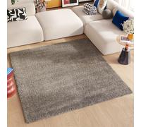 TAPISO Essence Alfombra Shaggy Cuadrada De Pelo Largo, Moderna, Gris, Marrón, Topo, Moteada, Alfombra para Salón, Dormitorio, Adulto, Niño, Alfombra De Noche, Suave, Gruesa, Oeko-Tex 200 x 200 cm