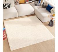 TAPISO Essence Alfombra Shaggy Cuadrada Pelo Largo Moderna Beige Monocolor Alfombra Salón Dormitorio Adulto Niño Cama Escritorio Suave Super Suave Gruesa Oeko-Tex 120 x 120 cm