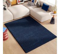 TAPISO Essence Alfombra Shaggy de Pelo Largo, Moderna, Color Azul Marino, Monocolor, salón, Dormitorio, Cama para Adultos y niños, Escritorio, Suave, Muy Suave, Gruesa, Oeko-Tex, 140 x 200 cm