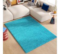 TAPISO Essence Alfombra Shaggy de Pelo Largo, Moderna, Color Turquesa, Color Liso, para salón, Dormitorio, Cama para Adultos y niños, Escritorio, Suave, Muy Suave, Gruesa, Oeko-Tex, 80 x 150 cm