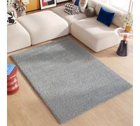 TAPISO Essence Alfombra Shaggy Pelo Largo Moderna Gris Claro Monocolor Alfombra Salón Dormitorio Adulto Niño Cama Escritorio Suave Super Suave Gruesa Oeko-Tex 120 x 170 cm