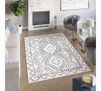 TAPISO Juno Alfombra Salón Dormitorio Juvenil Moderno Crema Negro Patrón Étnico Puntos Suave 160 x 230 cm