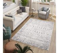 TAPISO Juno Alfombra Salón Dormitorio Juvenil Moderno Gris Crema Negro Patrón Étnico Suave 80 x 150 cm