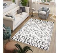 TAPISO Juno Alfombra Salón Dormitorio Juvenil Moderno Negro Crema Patrón Geométrico Étnico Suave 140 x 200 cm
