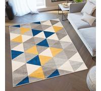 TAPISO Lazur Alfombra de Pelo Corto Resistente Diseño Moderno Gris Crema Azul Marino Amarillo Alfombra de Dormitorio Habitación Infantil Juvenil Salón Oeko-Tex 180 x 260 cm
