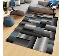 TAPISO Maya Alfombra de Pelo Corto Resistente Suave Diseño Moderno Abstracto Azul Grafito Tonos de Gris Negro Alfombra de Salón Dormitorio Habitación Infantil 80 x 150 cm