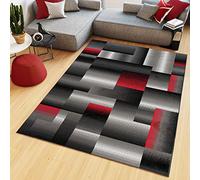 TAPISO Maya Alfombra de Pelo Corto Resistente Suave Diseño Moderno Abstracto Rojo Grafito Tonos de Gris Negro Alfombra de Salón Dormitorio Habitación Infantil 200 x 250 cm