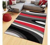 TAPISO Maya Alfombra de Pelo Corto Resistente Suave Diseño Moderno Abstracto Rojo Tonos de Gris Negro Blanco Alfombra de Salón Dormitorio Habitación Infantil 160 x 220 cm