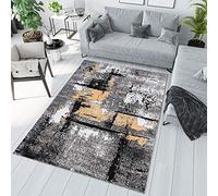 TAPISO Maya Alfombra de Pelo Corto Resistente Suave Diseño Moderno Abstracto Tonos de Gris Naranja Blanco Negro Alfombra de Salón Dormitorio Habitación Infantil 220 x 300 cm