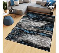 TAPISO Maya Alfombra de Pelo Corto Resistente Suave Diseño Moderno Azul Grafito Tonos de Gris Negro Alfombra de Salón Dormitorio Habitación Infantil 160 x 230 cm