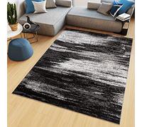 TAPISO Maya Alfombra de Pelo Corto Resistente Suave Diseño Moderno Blanco Grafito Tonos de Gris Negro Alfombra de Salón Dormitorio Habitación Infantil 180 x 250 cm