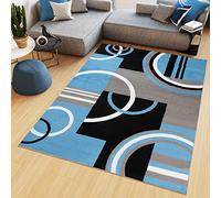 TAPISO Maya Alfombra de Pelo Corto Resistente Suave Diseño Moderno Geométrico Azul Grafito Gris Negro Alfombra de Salón Dormitorio Habitación Infantil Oficina 130 x 190 cm
