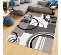 TAPISO Maya Alfombra de Pelo Corto Resistente Suave Diseño Moderno Geométrico Gris Claro Grafito Blanco Negro Alfombra de Salón Dormitorio Habitación Infantil 180 x 250 cm
