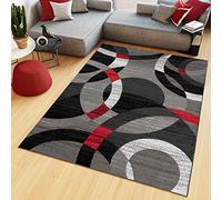 TAPISO Maya Alfombra de Pelo Corto Resistente Suave Diseño Moderno Geométrico Rojo Grafito Gris Negro Alfombra de Salón Dormitorio Habitación Infantil Oficina 180 x 250 cm