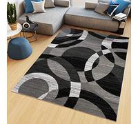 TAPISO Maya Alfombra de Pelo Corto Resistente Suave Diseño Moderno Geométrico Tonos de Gris Negro Alfombra de Salón Dormitorio Habitación Infantil Oficina 200 x 200 cm