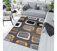 TAPISO Maya Alfombra de Pelo Corto Resistente Suave Diseño Moderno Naranja Tonos de Gris Blanco Negro Alfombra de Salón Dormitorio Habitación Infantil 80 x 150 cm