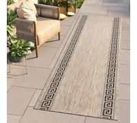 TAPISO Melissa Alfombra Larga de Pasillo por Metros Interior Exterior Alfombra de Pelo Corto Alfombra de Sisal Entrada Cocina Terraza Balcón Moderna Negro Beige con Bordes Oeko-Tex 80 x 180 cm