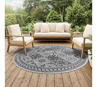 TAPISO Melissa Redondo Alfombra Exterior Interior Pelo Corto Resistente Moderna Gris Beige Negro Alfombra de Cocina Salón Terraza Habitación Balcón Dormitorio Oeko-Tex 100 x 100 cm