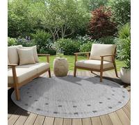 TAPISO Melissa Redondo Alfombra Exterior Interior Pelo Corto Resistente Moderna Gris Crema Alfombra de Cocina Salón Terraza Habitación Balcón Dormitorio Oeko-Tex 120 x 120 cm