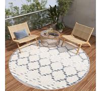 TAPISO Patio Redonda Alfombra de Pelo Corto Exterior Interior Resistente Moderna Efecto 3D Azul Gris Beige Crema Alfombra de Salón Terraza Cocina Habitación Balcón Oeko-Tex 200 x 200 cm