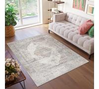 TAPISO Valley Alfombra de Pelo Corto Brillante Suave Diseño Clásico Vintage Moderno Gris Beige Alfombra de Salón Dormitorio Habitación Oeko-Tex 200 x 300 cm