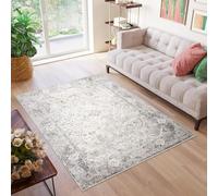 TAPISO Valley Alfombra de Pelo Corto Brillante Suave Diseño Clásico Vintage Moderno Tonos de Gris Crema Alfombra de Salón Dormitorio Habitación Oeko-Tex 300 x 400 cm