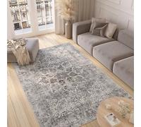 TAPISO Valley Alfombra de Pelo Corto Brillante Suave Diseño Clásico Vintage Tradicional Gris Claro Crema Beige Alfombra de Salón Dormitorio Habitación Oeko-Tex 200 x 300 cm