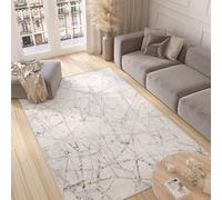 TAPISO Valley Alfombra de Pelo Corto Brillante Suave Diseño Moderno Beige Crema Gris Alfombra de Salón Dormitorio Habitación Comedor Oeko-Tex 200 x 300 cm