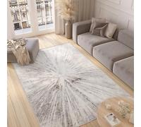 TAPISO Valley Alfombra de Pelo Corto Brillante Suave Diseño Moderno Gris Crema Beige Patrón Abstracto Alfombra de Salón Dormitorio Habitación Oeko-Tex 140 x 200 cm