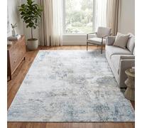 TAPISO Venezia Alfombra Salón Pelo Corto Impresa Fácil de Limpiar Gris Azul Difuminado Abstracto Moderno Antideslizante - Alfombra para Dormitorio Comedor Pasillo Oeko-Tex 120 x 170 cm