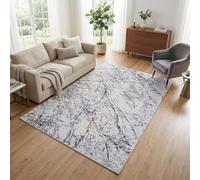 TAPISO Venezia Alfombra Salón Pelo Corto Impresa Fácil de Limpiar Gris Negro Efecto Mármol Moderno Antideslizante - Alfombra para Dormitorio Comedor Pasillo Oeko-Tex 120 x 170 cm