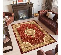 TAPISO Yesemek Alfombra Salón Comedor Clásico Rojo Beige Crema Marrón Floral Oriental Hojas Suave Tupida 120 x 170 cm