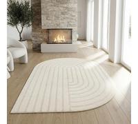 TapisTrend Alfombra de diseño Crema 160x230 cm Moderna de Forma orgánica con Arcos geométricos en Relieve para salón y Dormitorio