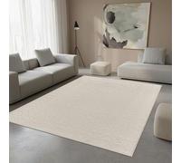 TapisTrend Alfombra de diseño Crema 160x230 cm Oriental Moderna con medallón Floral en Relieve, Lavable, Ideal para Sala de Estar y Dormitorio