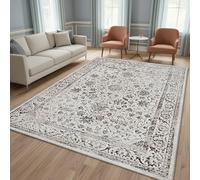 TapisTrend Alfombra de diseño Crema 160x230 cm Oriental Vintage con medallón Floral y Borde clásico para Sala de Estar y Comedor