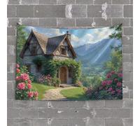 Tapistreys For Room Cozy Cottage In The Mountains with Beautiful Roses Tapiz Beer Decor For Man Cave Funny House Decor (100 x 150 cm)