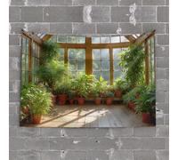 Tapistreys For Room Sunlit Greenhouse: A Serene Indoor Garden Tapestry Beer Decor For Man Cave Funny House Decor (75 x 100 cm)